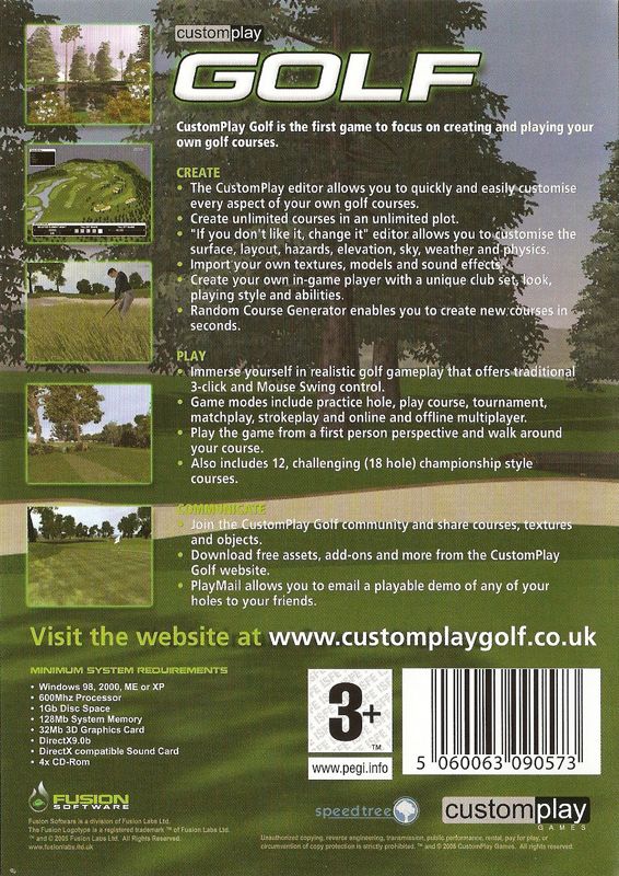 Back Cover for CustomPlay Golf (Windows)