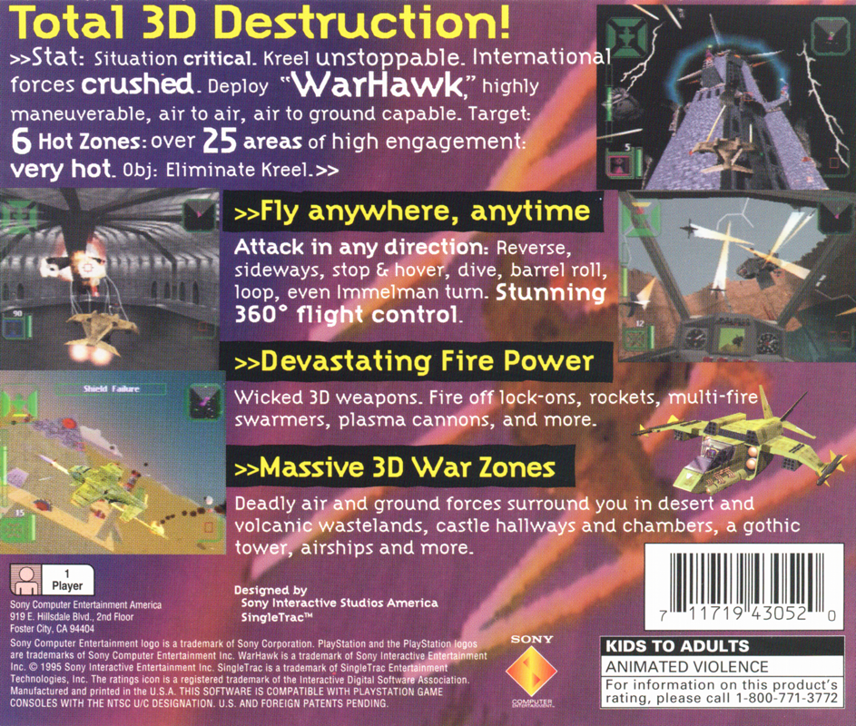 Back Cover for Warhawk (PlayStation) (Greatest Hits release)