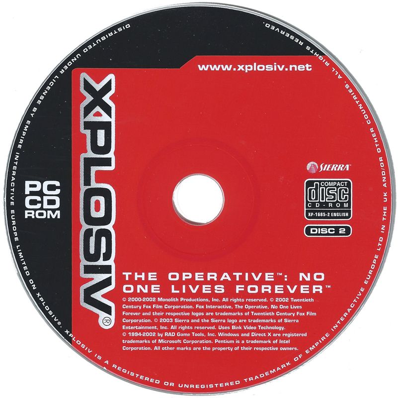 Media for The Operative: No One Lives Forever - Game of the Year Edition (Windows) (Xplosiv release (alternate discs)): Disc 2