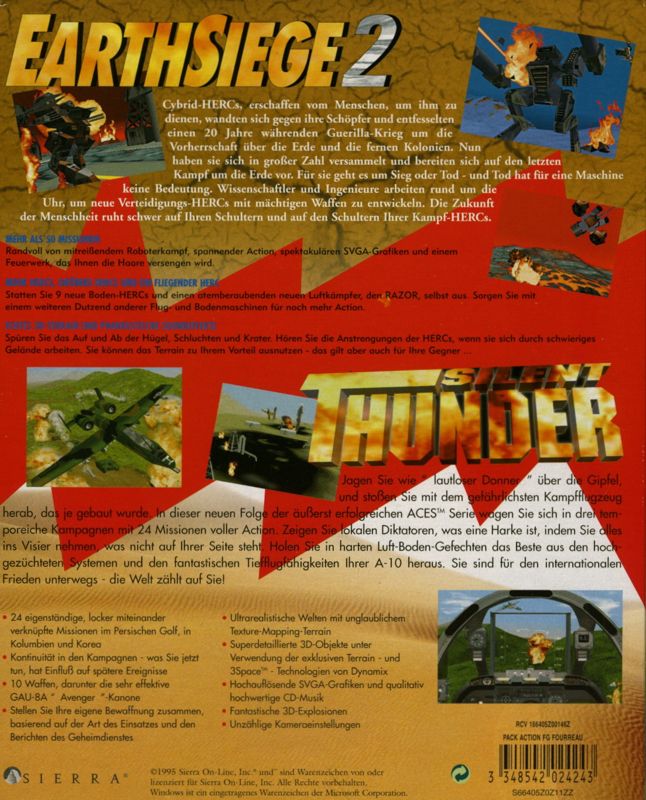 Back Cover for Action Pack: Earthsiege 2 + Silent Thunder (Windows and Windows 3.x)