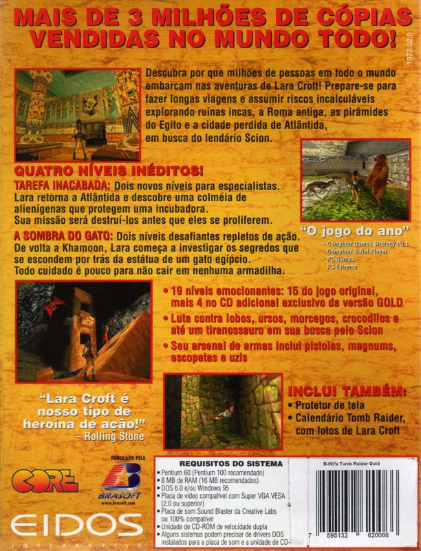 Back Cover for Tomb Raider: Gold (DOS)