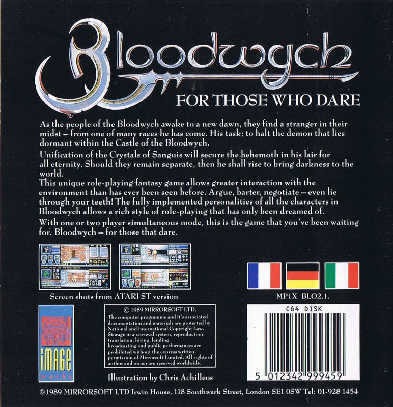 Back Cover for Bloodwych (Commodore 64)
