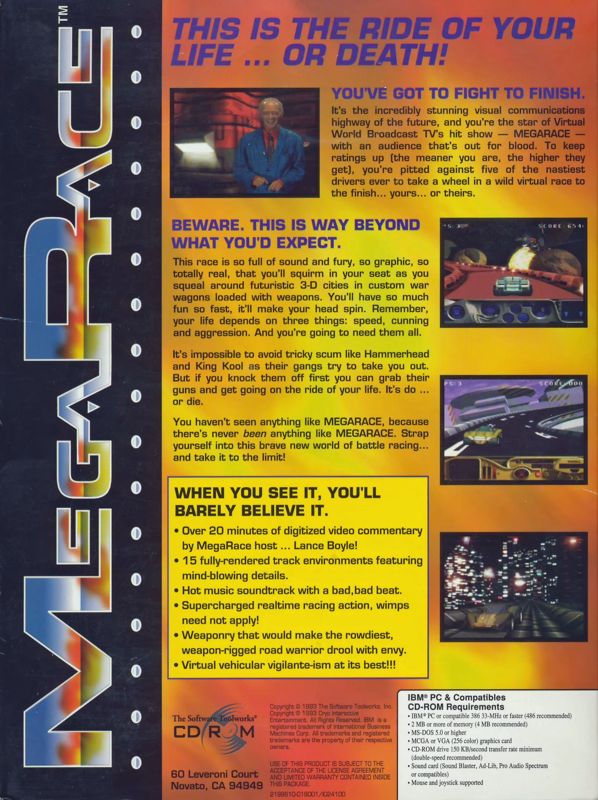 Back Cover for MegaRace (DOS)