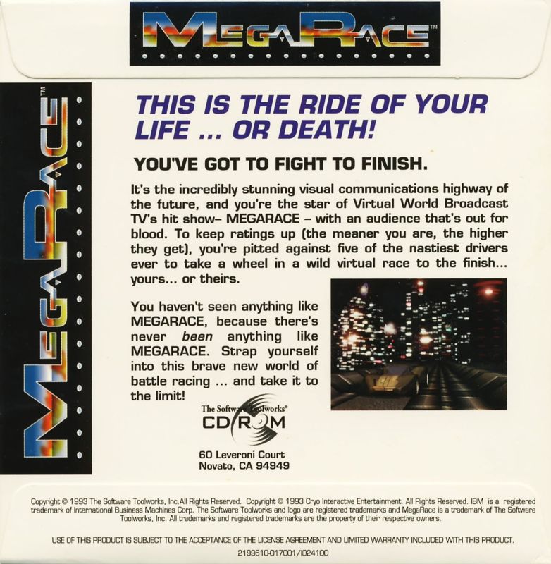 Other for MegaRace (DOS): CD Sleeve - Back
