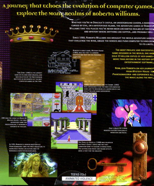 Back Cover for The Roberta Williams Anthology (DOS and Windows and Windows 3.x)
