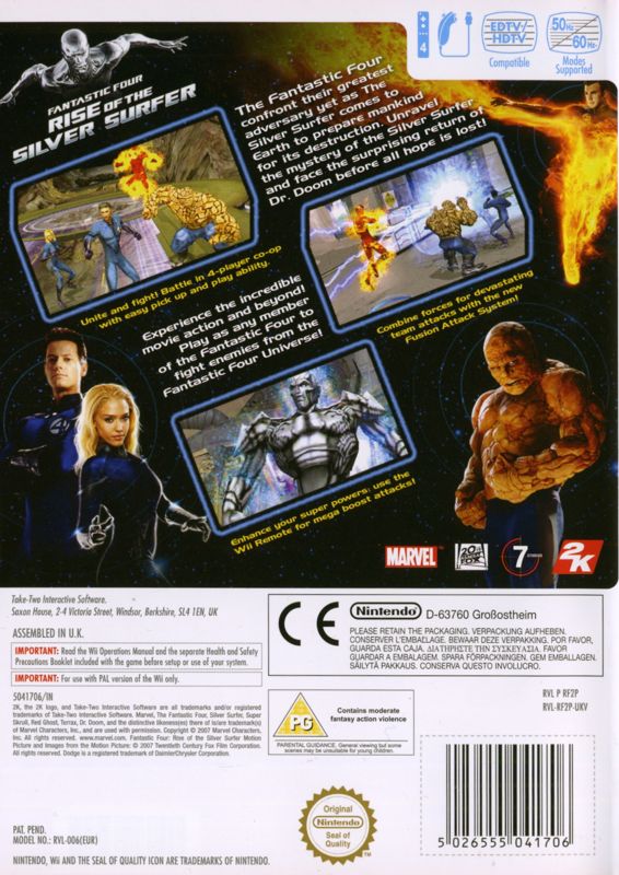 Back Cover for Fantastic Four: Rise of the Silver Surfer (Wii)