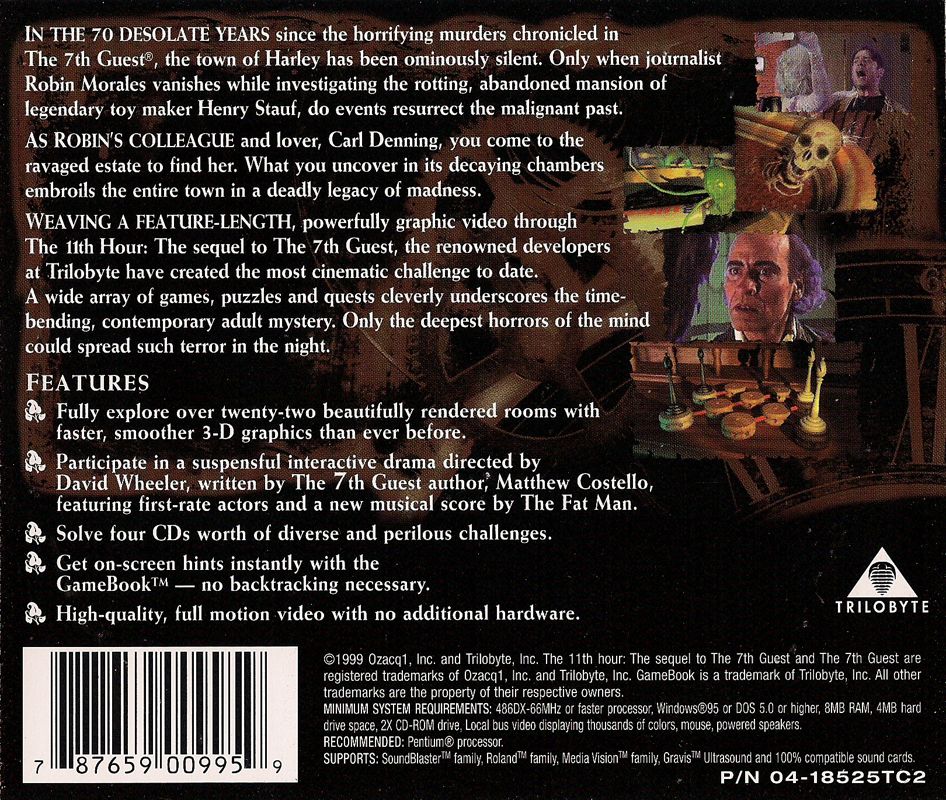 Back Cover for The 11th Hour (DOS and Windows) (Budget Release)