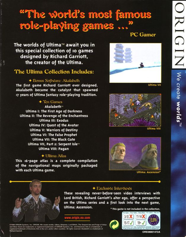 Back Cover for Ultima Collection (DOS)