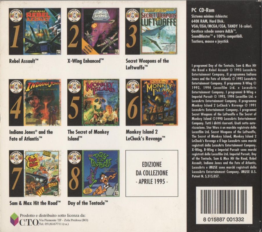 Back Cover for The Secret of Monkey Island (DOS) (Collezione CD-ROM by C.T.O. #5 (Black Label Series))