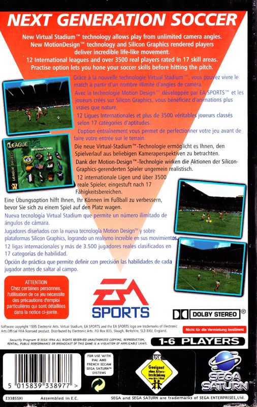 Back Cover for FIFA Soccer 96 (SEGA Saturn)