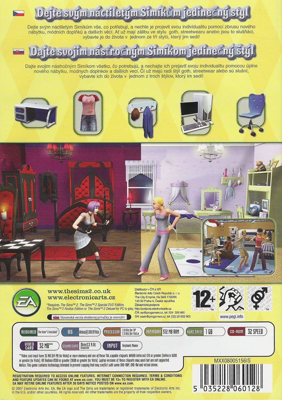 Back Cover for The Sims 2: Teen Style Stuff (Windows)