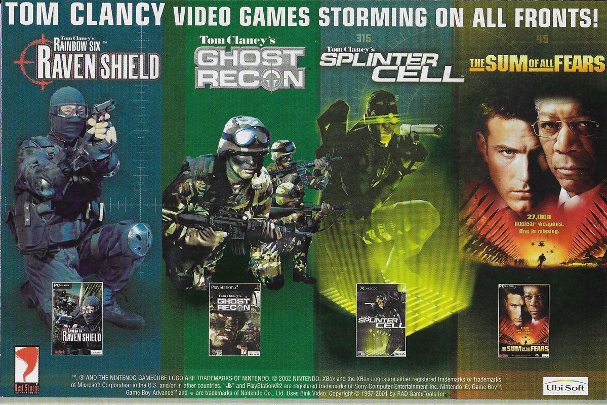 Advertisement for Tom Clancy's Splinter Cell (Windows): Tom Clancy video games