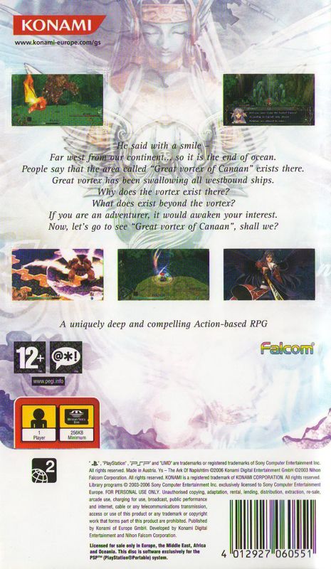 Ys VI: The Ark of Napishtim cover or packaging material - MobyGames