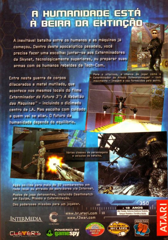 Back Cover for Terminator 3: War of the Machines (Windows)