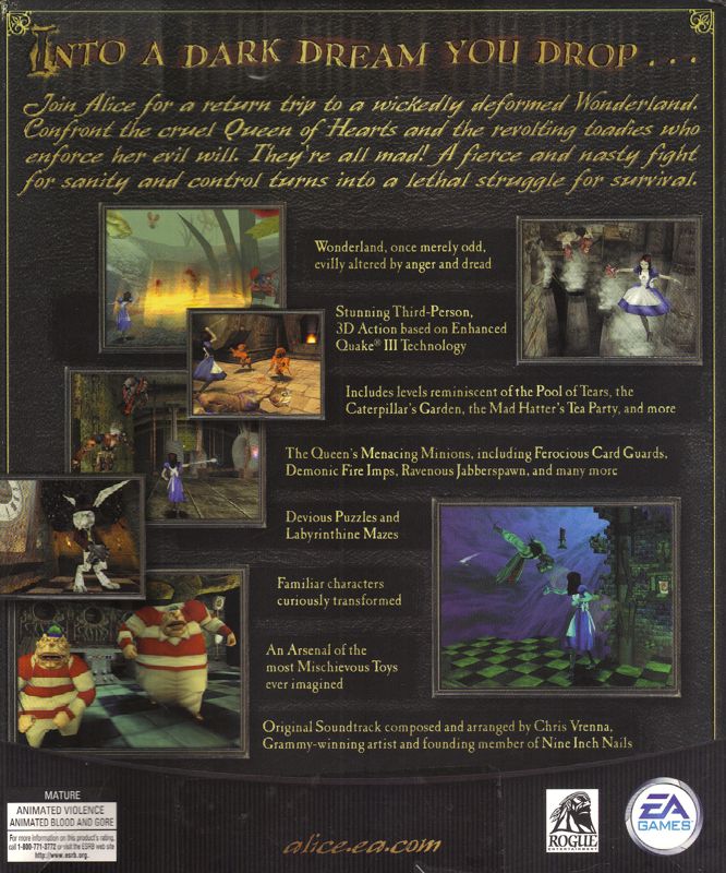 Back Cover for American McGee's Alice (Windows) (Alternate cover)
