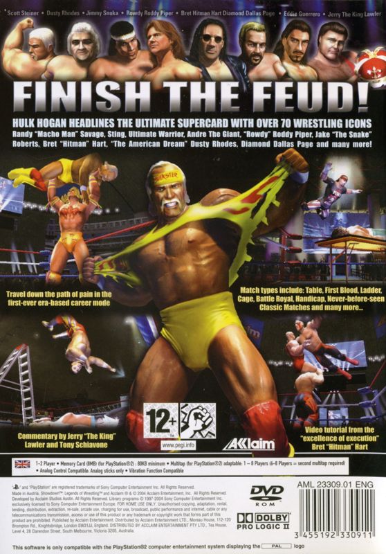 Back Cover for Showdown: Legends of Wrestling (PlayStation 2)