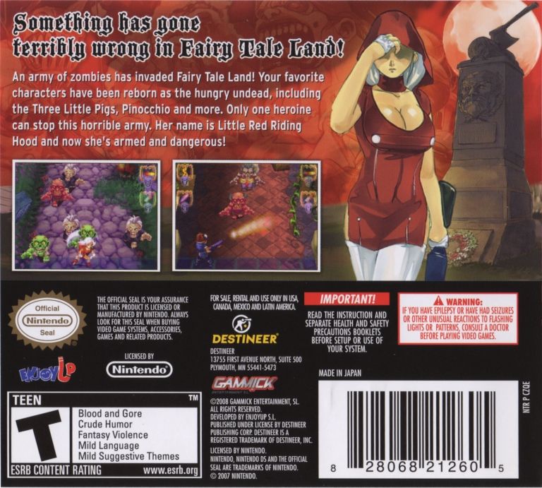 Back Cover for Little Red Riding Hood's Zombie BBQ (Nintendo DS)