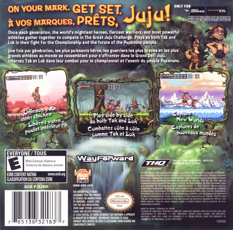 Back Cover for Tak: The Great Juju Challenge (Game Boy Advance) (Slipcase)