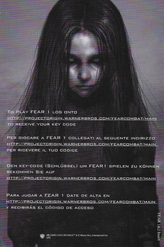 Extras for F.E.A.R. 2: Project Origin - Limited Edition (Windows) (Steelbook): F.E.A.R. 1 & 2 insert