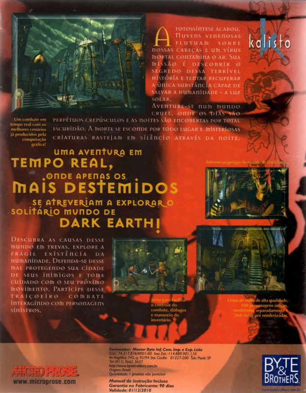 Back Cover for Dark Earth (Windows)