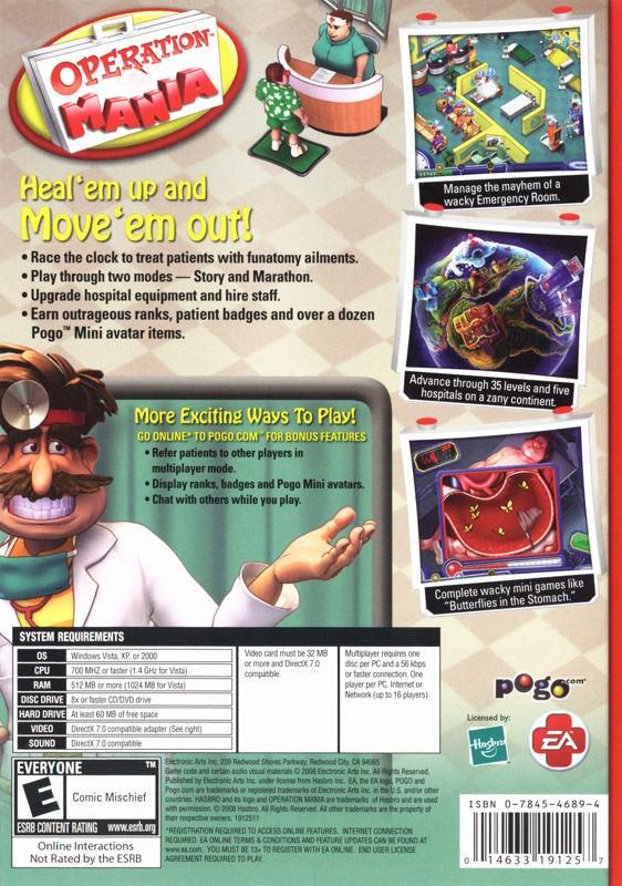 Back Cover for Operation Mania (Windows)