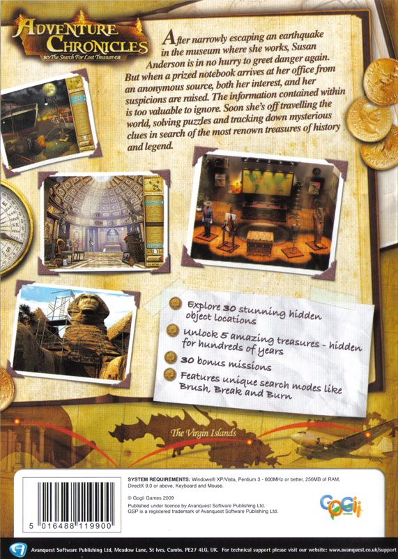 Back Cover for Adventure Chronicles: The Search for Lost Treasure (Windows) (Click & Play release)