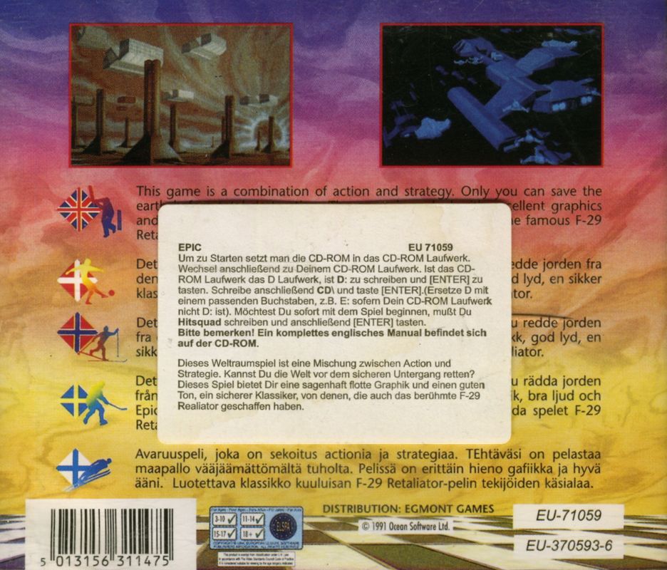 Back Cover for Epic (DOS) (The Hit Squad CD-Rom release)