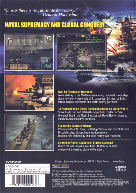Back Cover for P.T.O.: Pacific Theater of Operations IV (PlayStation 2)