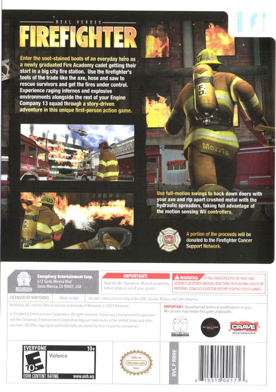 Back Cover for Real Heroes: Firefighter (Wii)