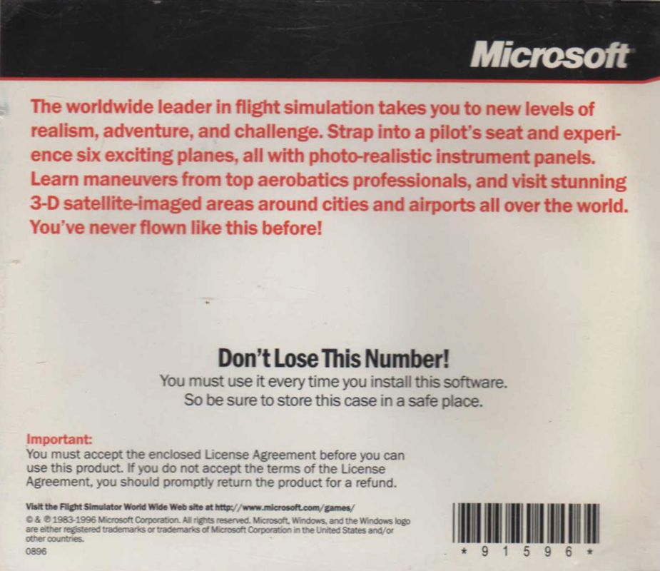 Other for Microsoft Flight Simulator for Windows 95 (Windows): Jewel Case - Back