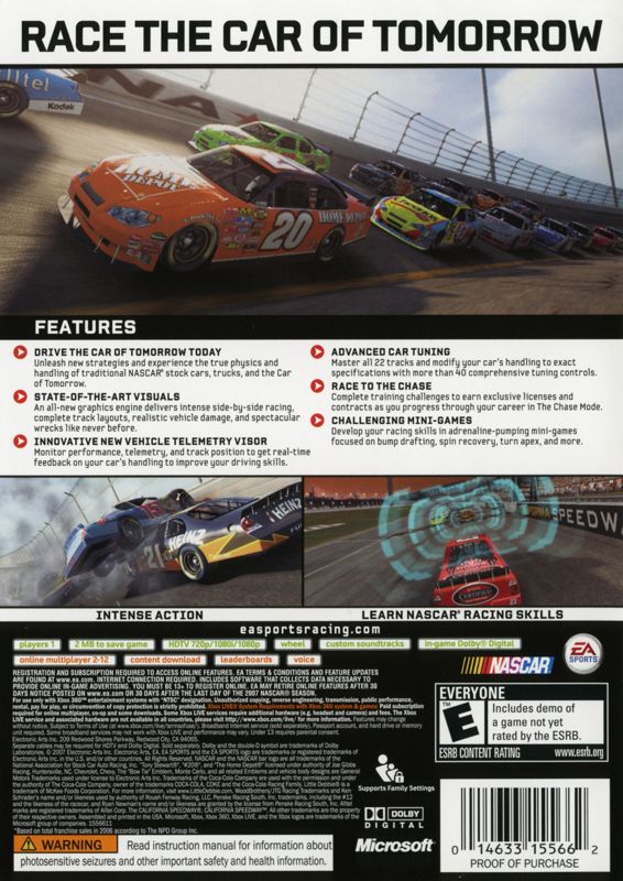 Back Cover for NASCAR 08 (Xbox 360)