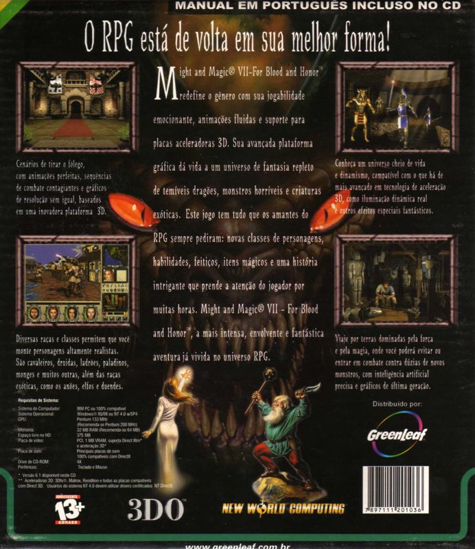 Back Cover for Might and Magic VII: For Blood and Honor (Windows)