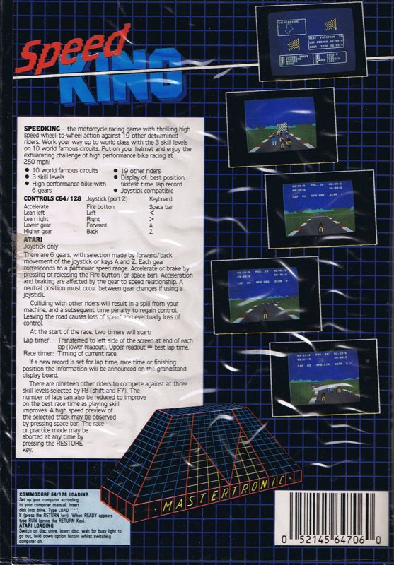 Back Cover for Speed King (Atari 8-bit and Commodore 64)
