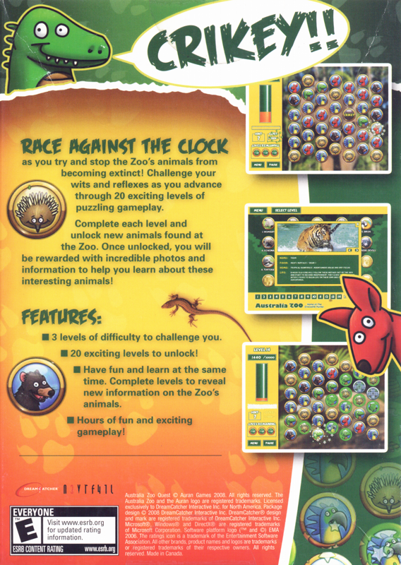 Back Cover for Zoo Quest: Puzzle Fun (Windows)