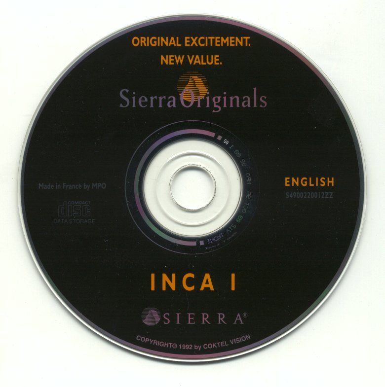 Media for Inca (DOS) (Sierra Originals release)