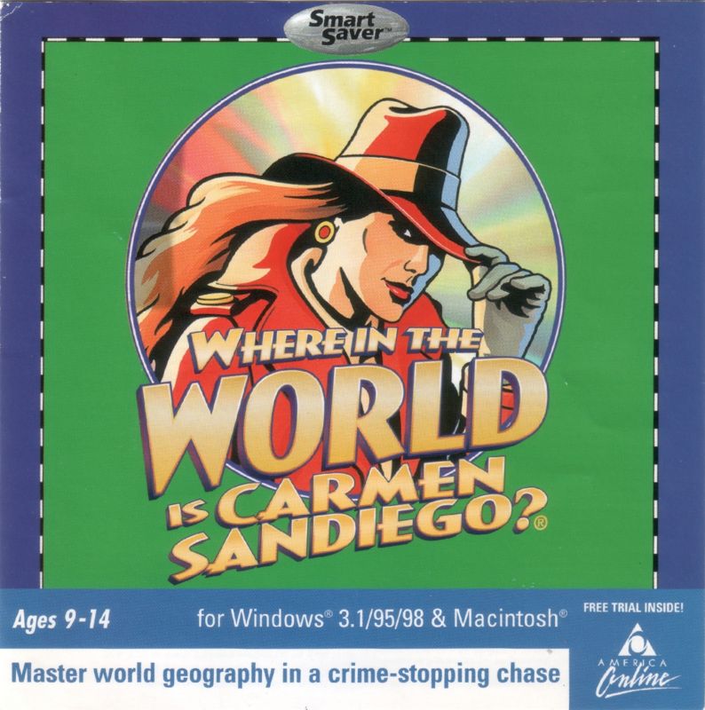 Front Cover for Where in the World is Carmen Sandiego? (CD-ROM) (Macintosh and Windows and Windows 3.x) (Smart Saver release)