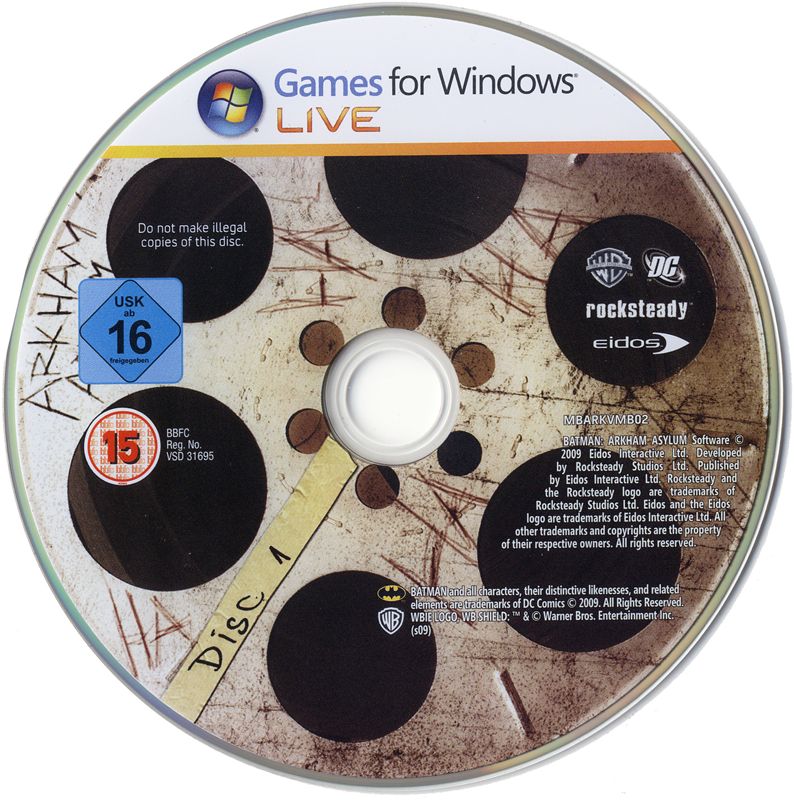 Media for Batman: Arkham Asylum (Collector's Edition) (Windows): Game Disc