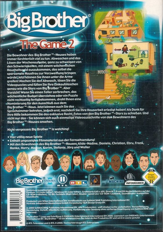 Back Cover for Big Brother: The Game 2 (Windows)