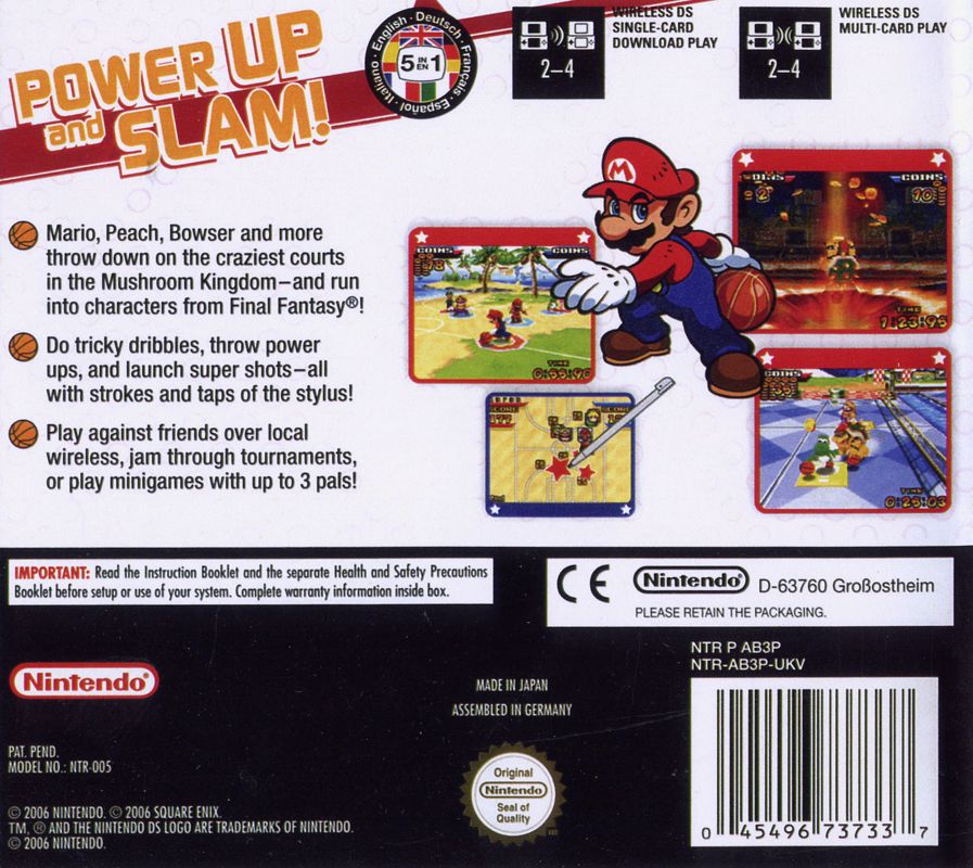 Back Cover for Mario Hoops 3 on 3 (Nintendo DS) (Promotional cover)