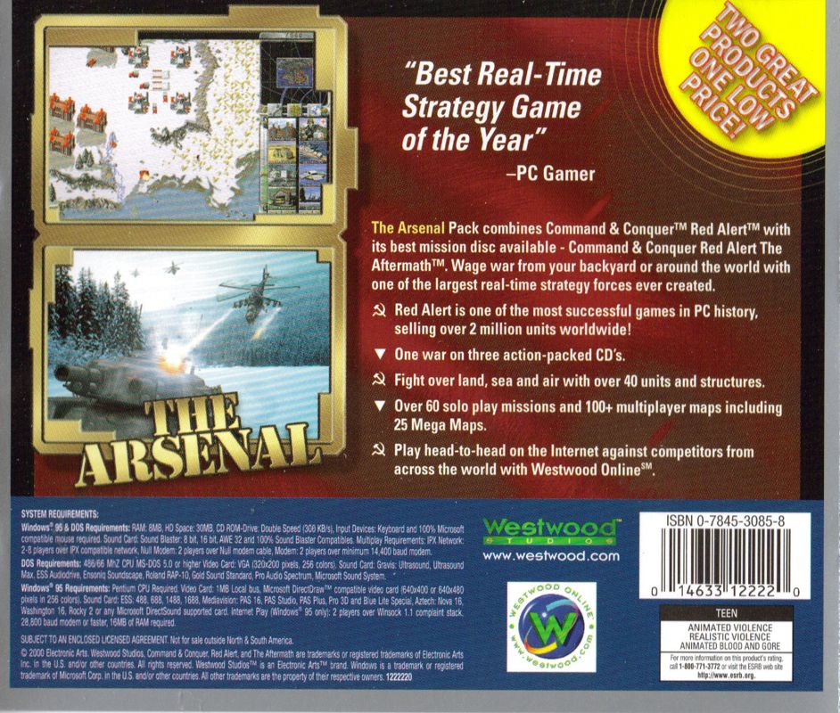 Other for Command & Conquer: Red Alert - The Arsenal (DOS and Windows) (EA Classics release): Jewel Case - Back
