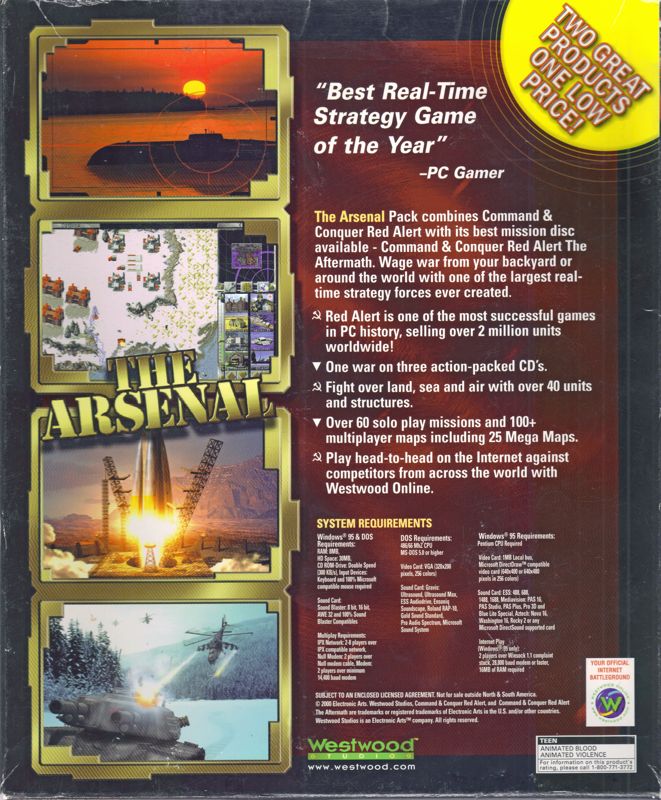 Back Cover for Command & Conquer: Red Alert - The Arsenal (DOS and Windows) (2000 re-release)