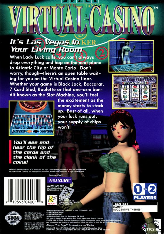 Back Cover for Virtual Casino (SEGA Saturn)