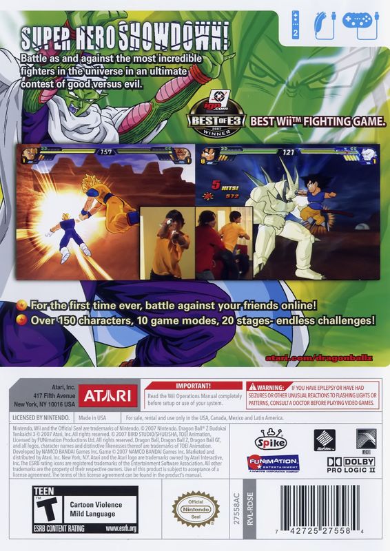 Dragon Ball Z Budokai Tenkaichi 3 Japones Wii Original