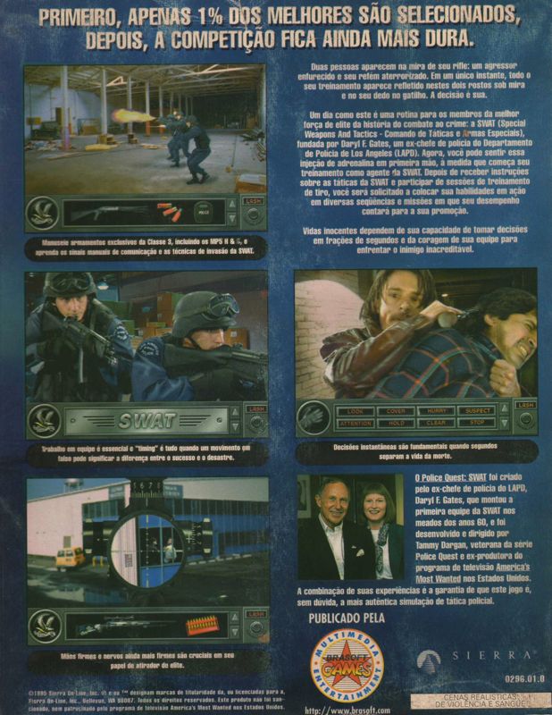 Back Cover for Daryl F. Gates' Police Quest: SWAT (DOS and Windows and Windows 3.x)