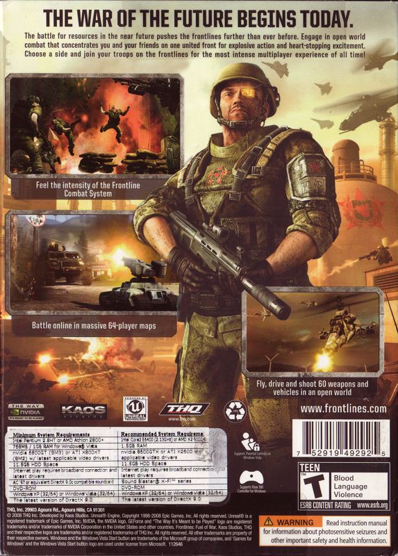 Back Cover for Frontlines: Fuel of War (Windows)