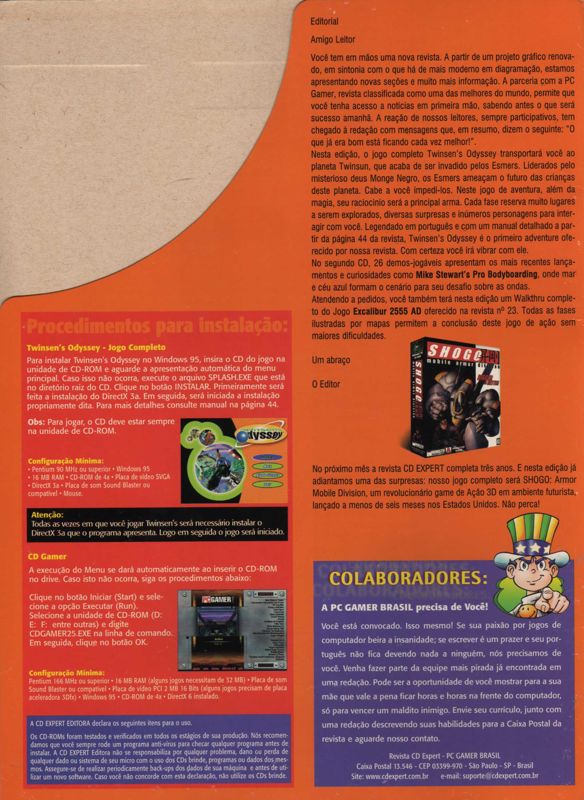 Inside Cover for Twinsen's Odyssey (Windows) (CD Expert N° 25 covermount): Back
