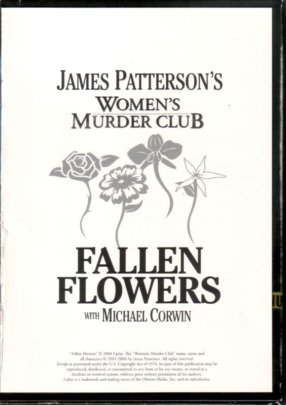 Inside Cover for James Patterson: Women's Murder Club - Death in Scarlet (Macintosh and Windows): Right (front of booklet)