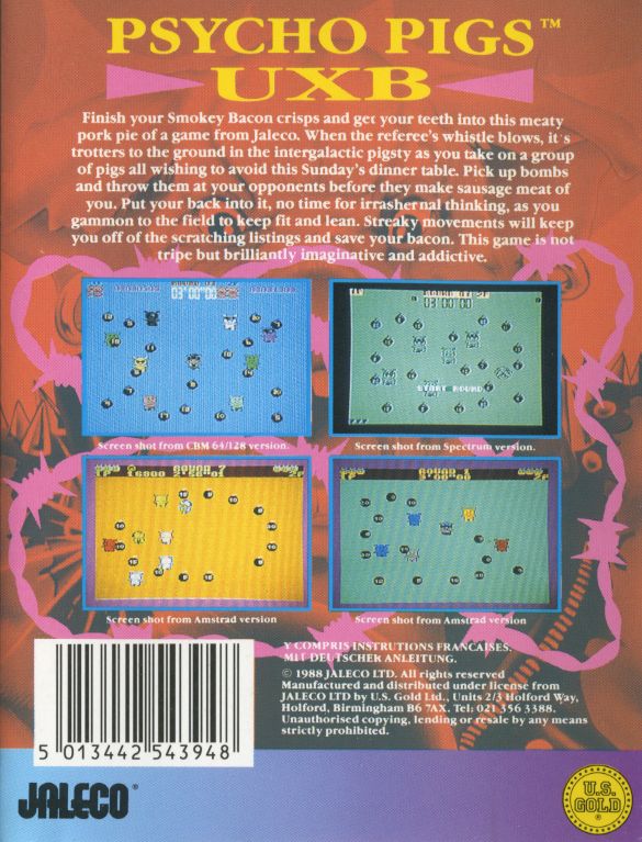 Back Cover for Psycho Pigs UXB (ZX Spectrum)