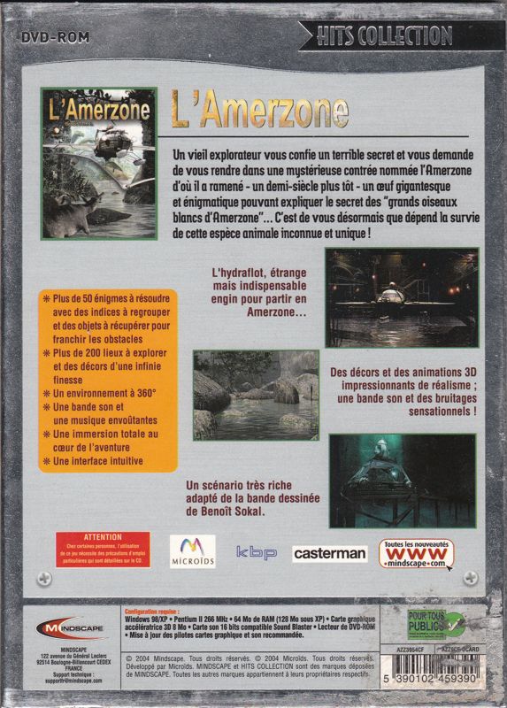 Back Cover for Amerzone: The Explorer's Legacy (Windows) (Hits Collection release)