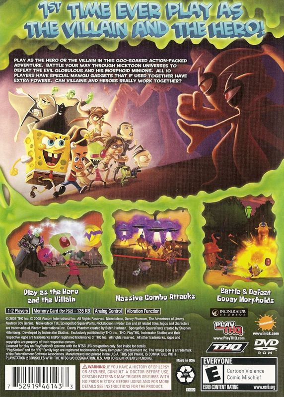 Back Cover for SpongeBob SquarePants Featuring Nicktoons: Globs of Doom (PlayStation 2)